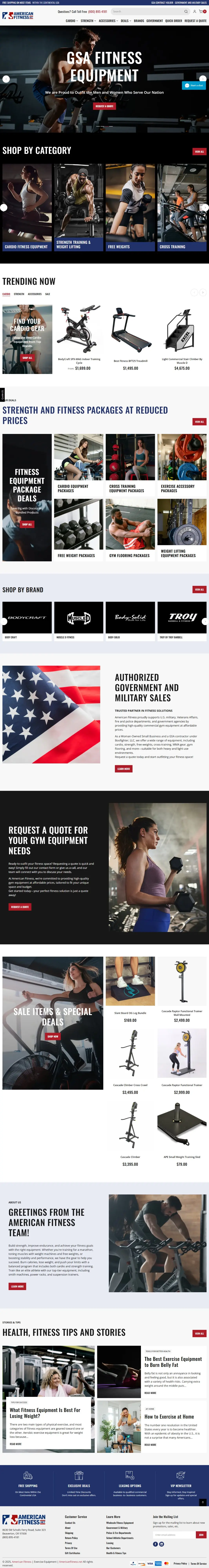 American Fitness full homepage design