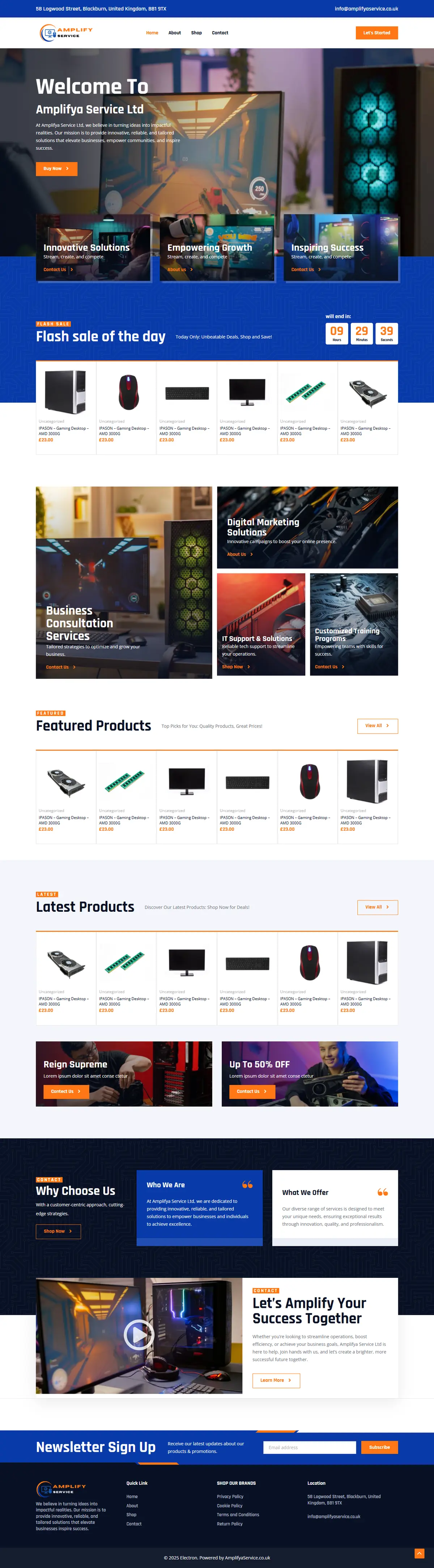Amplify Service Ltd full homepage design