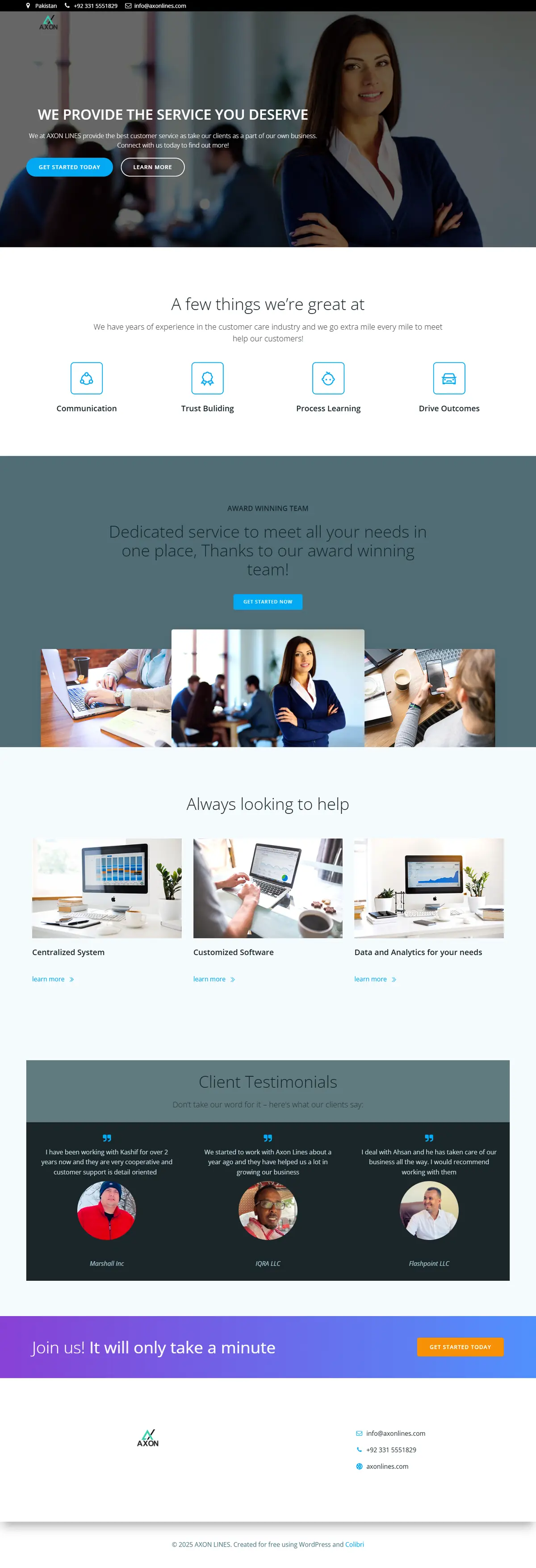 Axon Lines full homepage design