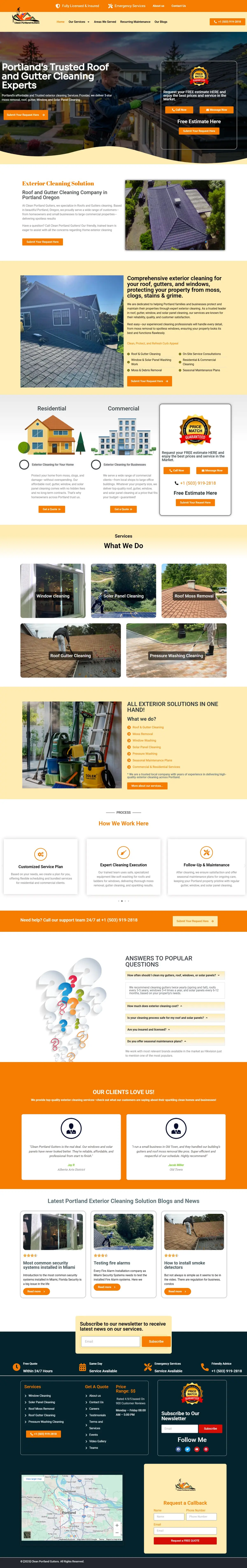 Clean Portland Gutters full homepage design