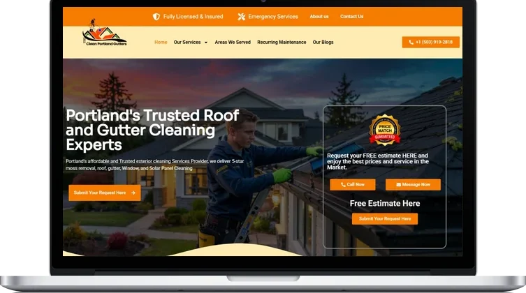 Clean Portland Gutters website design