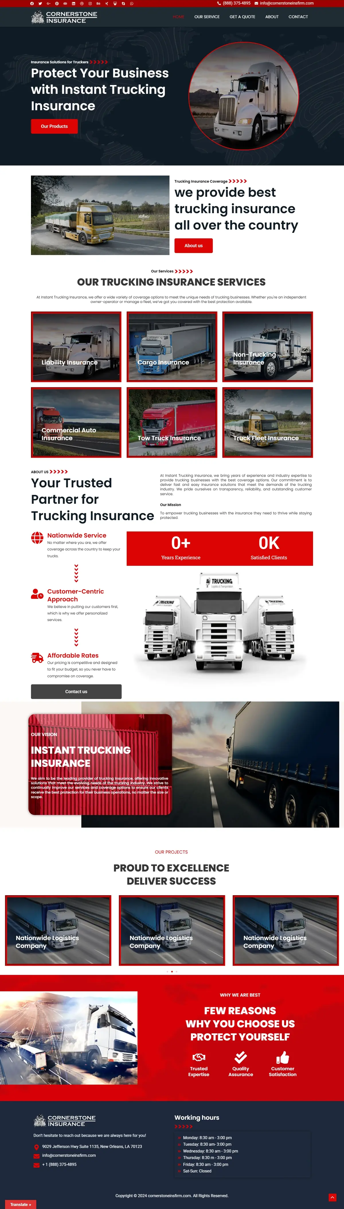 Cornerstone Insurance full homepage design