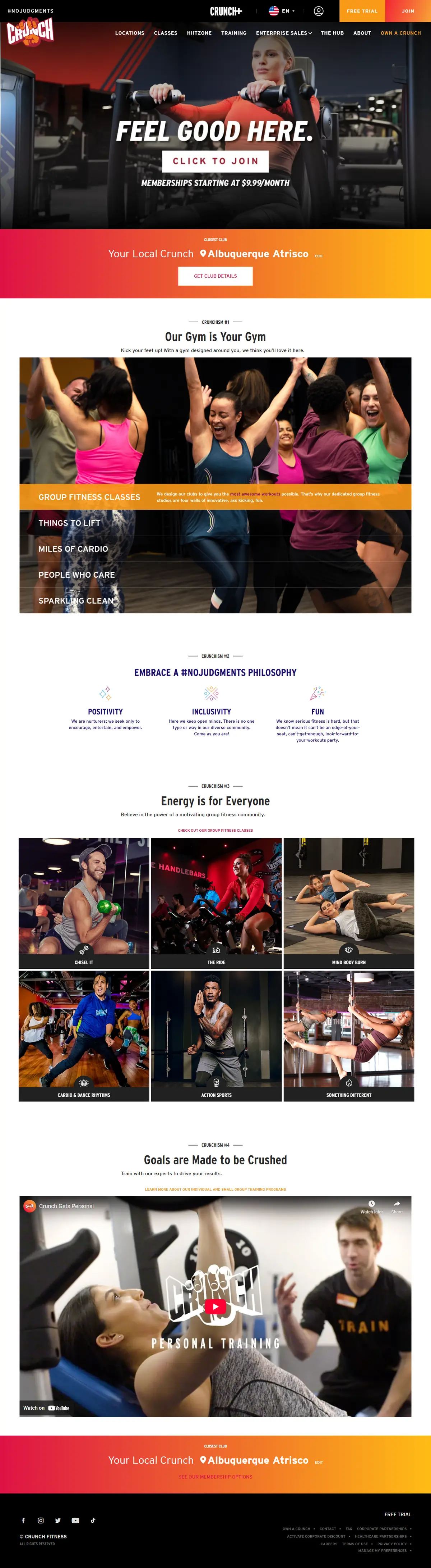 Crunch Fitness – Albuquerque Atrisco full homepage design