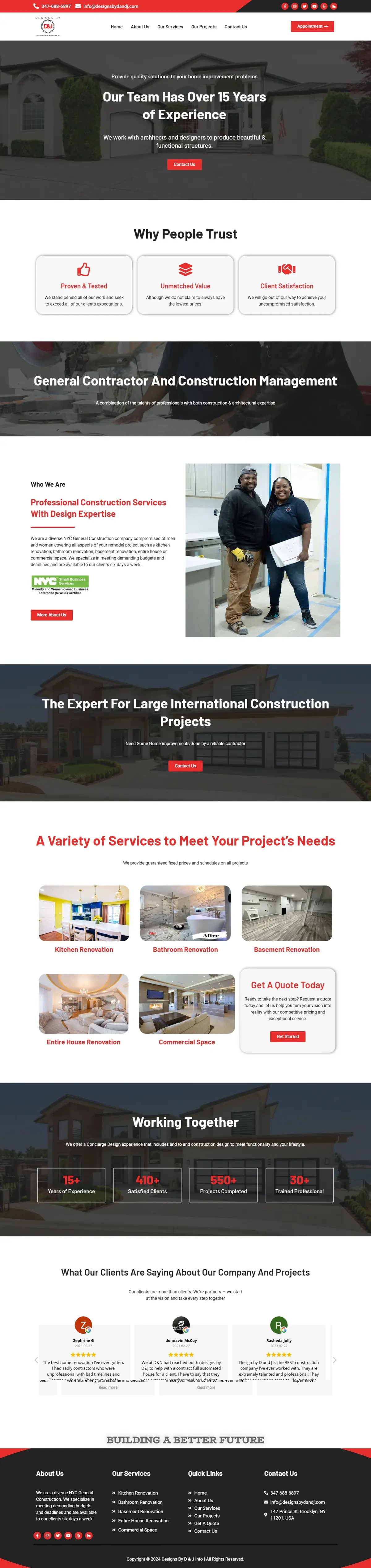 Designs by D&J full homepage design