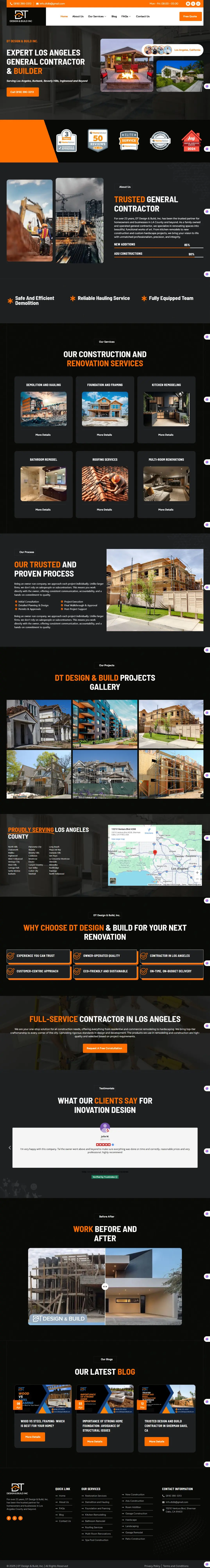 DT Design & Build full homepage design