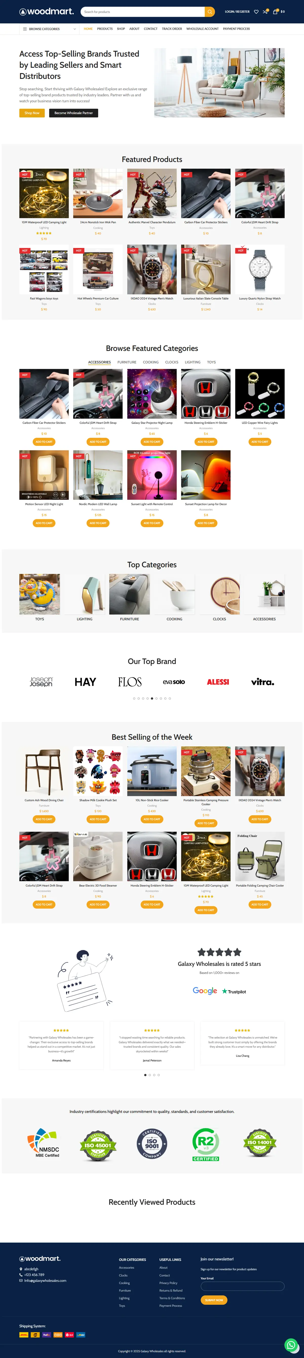 Galaxy Wholesales full homepage design