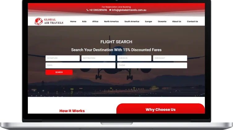 Global Air Travels website design