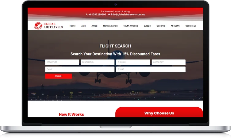 Global Air Travels website design
